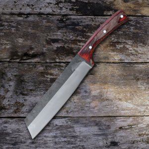 Timber Tamer - Hand Forged Carbon Steel Bushcraft Knife with Leather Sheath by Almazan Knives®