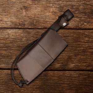 Almazan Creekside Cleaver Butcher Knife with Durable Leather Sheath