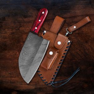 Pro Chef's Double Threat - Serbian Damascus and Carbon Steel Chef Set 2 pcs by Almazan Knives®
