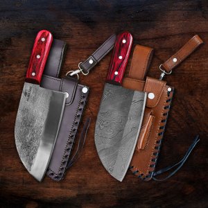 Pro Chef's Double Threat - Serbian Damascus and Carbon Steel Chef Set 2 pcs by Almazan Knives®