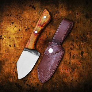 The Spark - Hand Forged Carbon Steel Skinning Knife with Wood Handle by Almazan Knives®