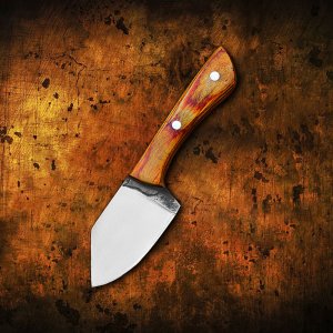 The Spark - Hand Forged Carbon Steel Skinning Knife with Wood Handle by Almazan Knives®