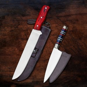 Steel Savor Set - Custom Handmade Stainless Steel Kitchen Knife 2 pcs Gift Set for Holidays By Almazan®