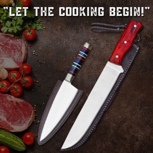 Steel Savor Set - Custom Handmade Stainless Steel Kitchen Knife 2 pcs Gift Set for Holidays By Almazan®
