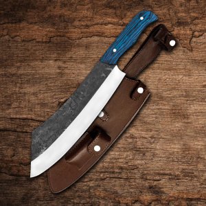 Blue Ridge Blade - Hand Forged Carbon Steel Hunting Knife with wood Handle by Almazan Knives®