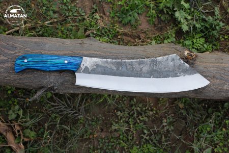 Blue Ridge Blade - Hand Forged Carbon Steel Hunting Knife with wood Handle by Almazan Knives®