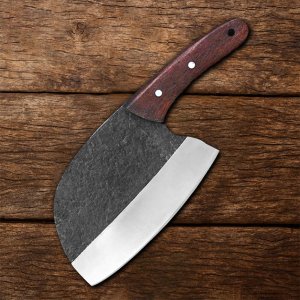 The Woodsmen Wedge - Heavy-Duty Carbon Steel Bushcraft Knife with Wood Handle by Almazan Knives®