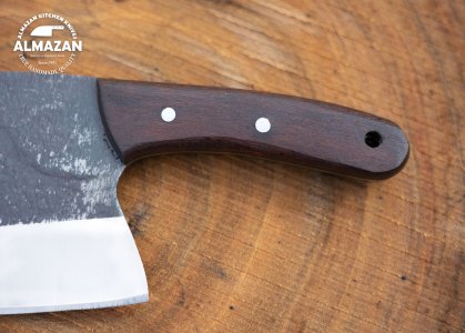 The Woodsmen Wedge - Heavy-Duty Carbon Steel Bushcraft Knife with Wood Handle by Almazan Knives®