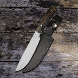 Frontier Forge - Handmade Stainless Steel Bushcraft Knife with Wood Handle by Almazan Knives®