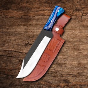 Azure Ambusher - Hand Forged Carbon Steel Hunting Knife with Pakkkawood Handle by Almazan Knives®