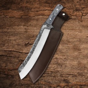 Trailblaze Hacker - Handmade Carbon Steel Bushcraft Knife With Leather Sheath By Almazan Knives®