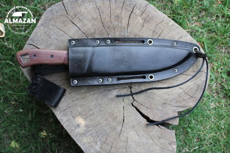 Campcraft Companion - Hand Forged Carbon Steel Hunting Knife With Micarta Wood Handle by Almazan Knives®