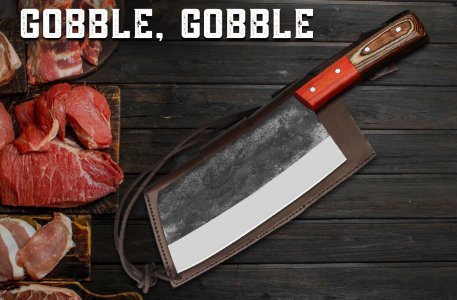 Creekside Cleaver - Custom Handmade Carbon Steel Butcher Knife with PakkaWood Handle by Almazan Knives®