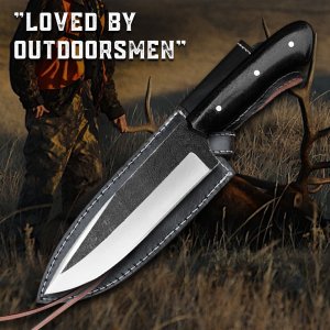 Midnight Maverick - Handmade Carbon Steel hunting Knife with Micarta Handle by Almazn Knives®