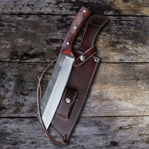 Timber Tamer - Hand Forged Carbon Steel Bushcraft Knife with Leather Sheath by Almazan Knives®