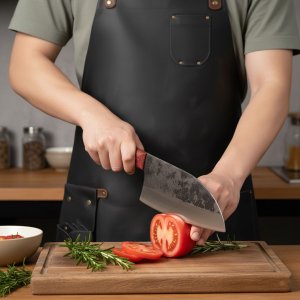 Serbian Chef Knife with Leather Apron Gift Set Assortment for Holidays By Almazan®