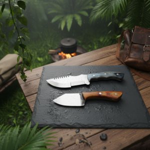 Hunter's Harmony Set - Stainless Steel Tracker & Carbon Steel Spark 2 pcs Knife Set By Almazan Knives®