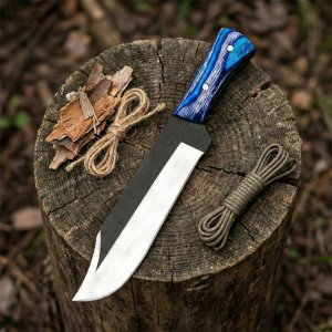 Azure Ambusher - Hand Forged Carbon Steel Hunting Knife with Pakkkawood Handle by Almazan Knives®