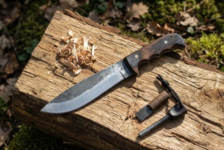 Autumn Adventurer - Handmade Carbon Steel Hunting Knife with Wood Handle by Almazn Knives®