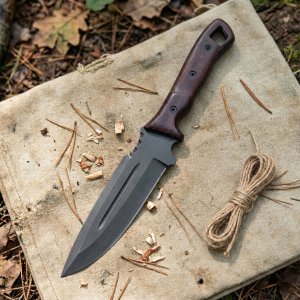 Campcraft Companion - Hand Forged Carbon Steel Hunting Knife With Micarta Wood Handle by Almazan Knives®