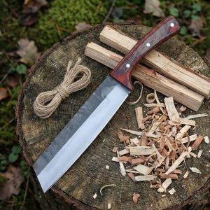 Timber Tamer - Hand Forged Carbon Steel Bushcraft Knife with Leather Sheath by Almazan Knives®